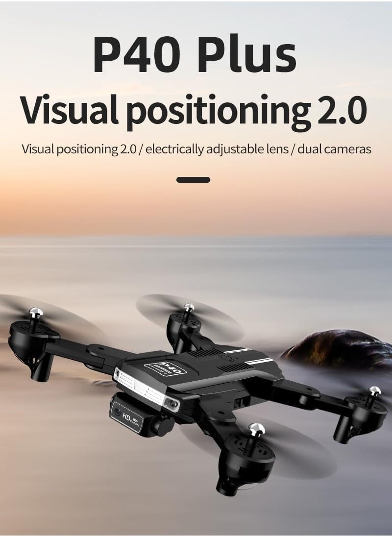 P40 Drone with Dual Camera Remote Adjustment Camera Mode with Visual Positioning & Portable Suitcase