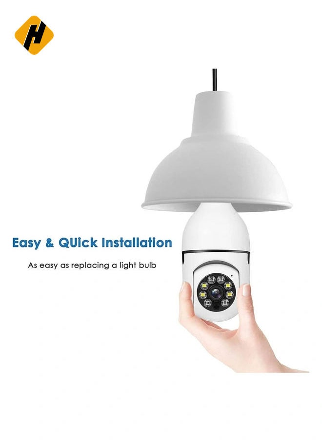 Bulb Camera 1080P, Night Vision IP Camera, PTZ Camera, 4X Digital Zoom Monitor, Home Security System, WiFi Camera Full Color