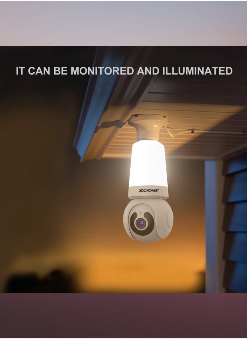 Smart 1080P Wireless WIFI Light Bulb Security Camera, 360 Degrees 3.0MP Cam Home Surveillance CCTV Panoramic IP Camera