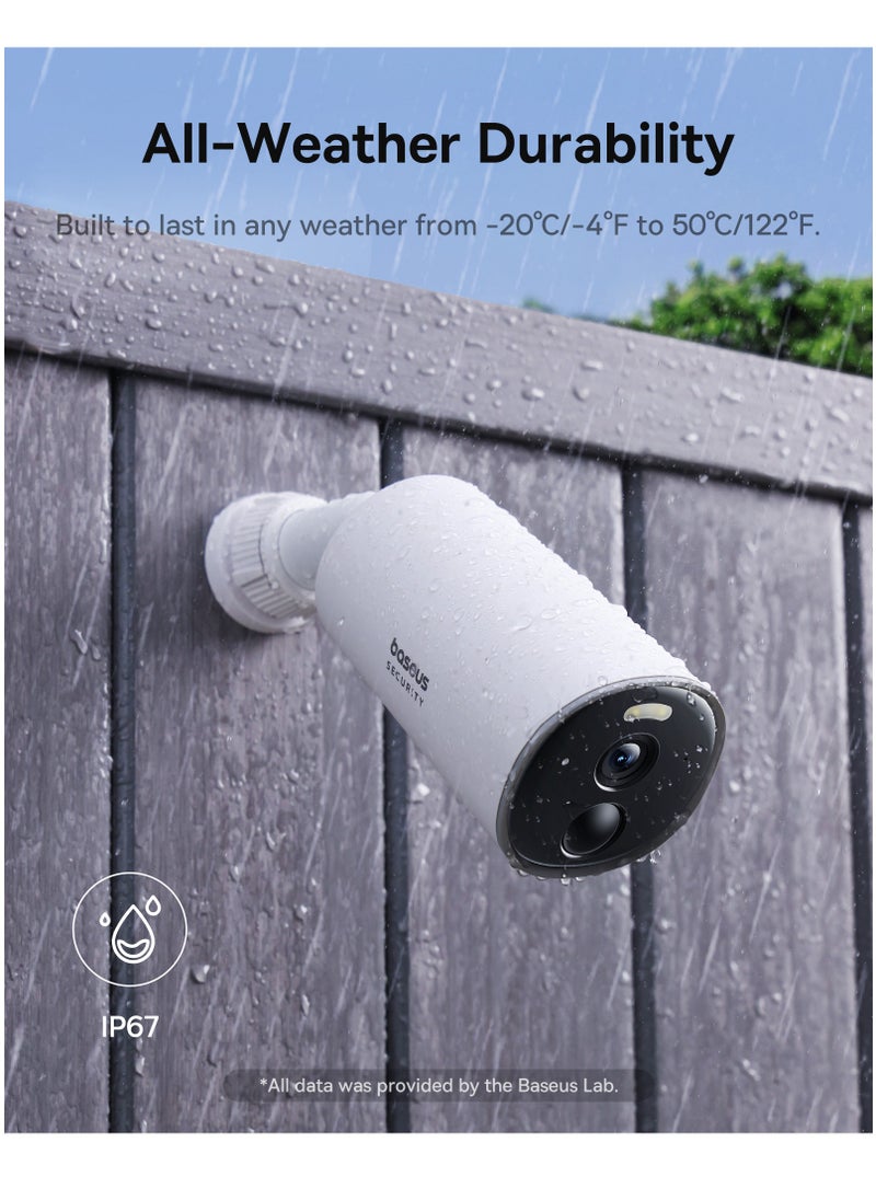 Outdoor Wireless Security Camera, B1 SoloCam 2K, 145° Wide Viewing Angle, 210 Days Battery Life, IP67 Waterproof Rating, 8GB Built-in Local Storage, Color Night Vision, No Monthly Subscription Fee, Works with Google Assistant and Amazon Alexa, Remote Management via APP