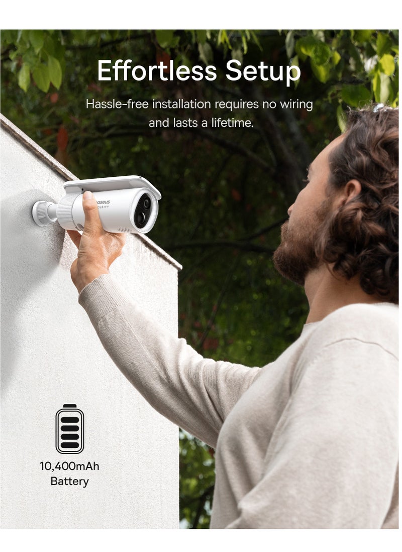 Outdoor Solar Security Camera, Solocam S1 Wireless, Continuous Power with Advanced Sunlight Optimization System, 2K Resolution, 145° Ultra Wide Viewing Angle, 8GB Built-in Local Storage and Enhanced Color Night Vision, No Subscription Required, Compatible with Google Assistant and Amazon Alexa, Smart App Control