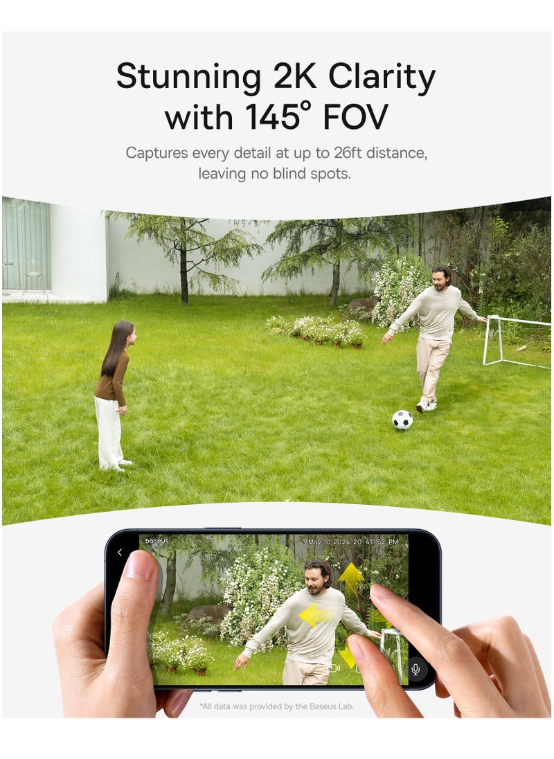 Outdoor Solar Security Camera, Solocam S1 Wireless, Continuous Power with Advanced Sunlight Optimization System, 2K Resolution, 145° Ultra Wide Viewing Angle, 8GB Built-in Local Storage and Enhanced Color Night Vision, No Subscription Required, Compatible with Google Assistant and Amazon Alexa, Smart App Control