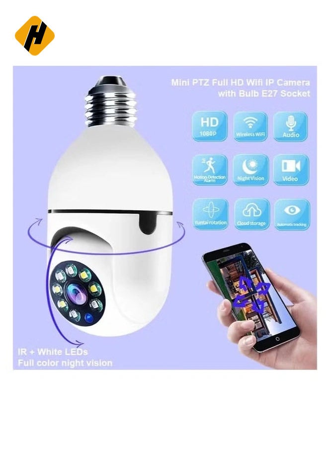 2Pcs Light Bulb Security Camera 2.4GHz & 5G WiFi Outdoor, 1080P E27 Light Socket Security Camera, Indoor 360° Home Security Cameras