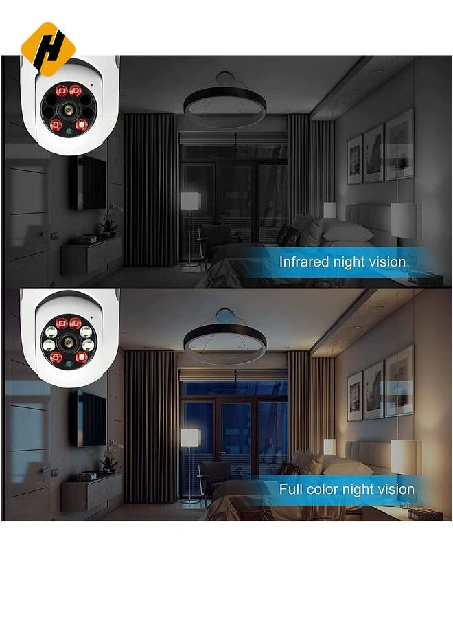 E27 Bulb 1080P 2.4GHz WiFi 360 Degree Panoramic Night Vision 2-Way Audio, Smart Motion Detection and Alarm Surveillance Cameras