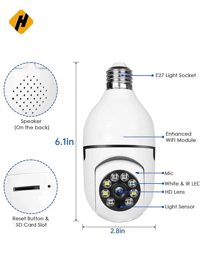 WiFi Light Bulb Camera 360 Degree Wireless Outdoor Security Camera Home Surveillance Cam with 1080P Color Night Vision Human Motion Detection(4-PCS)