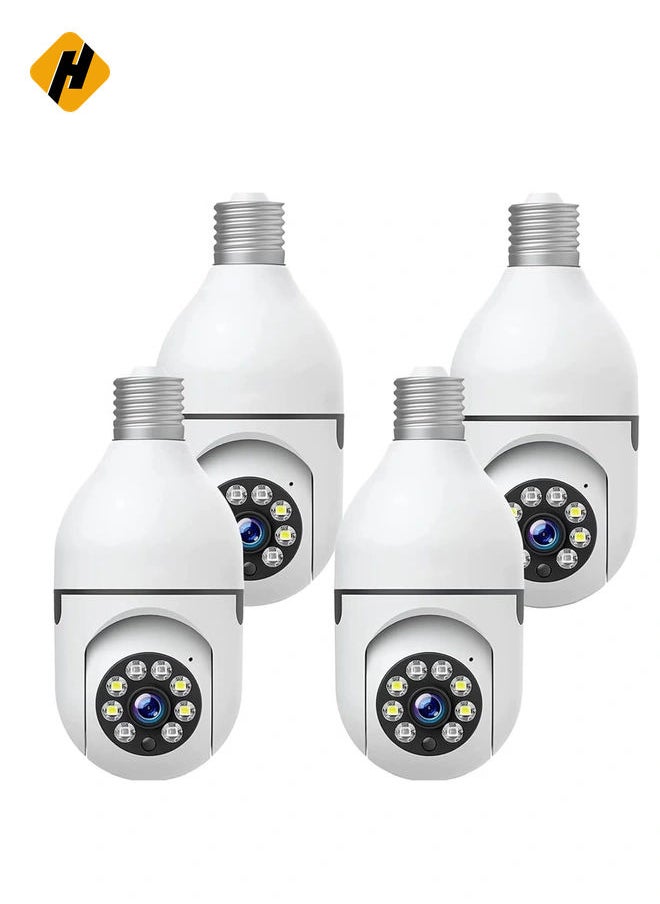 WiFi Light Bulb Camera 360 Degree Wireless Outdoor Security Camera Home Surveillance Cam with 1080P Color Night Vision Human Motion Detection(4-PCS)