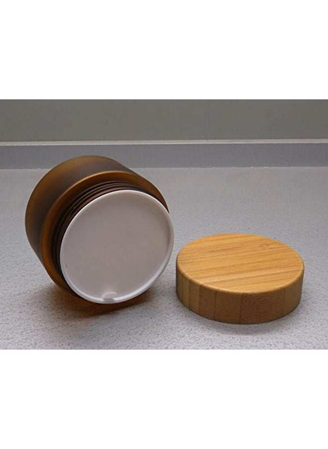 150Ml 5Oz Empty Amber Pet Plastic Cosmetic Container Case With Natural Bamboo Cap Cream Lotion Box Ointments Bottle Food Bottle Makeup Pot Jar