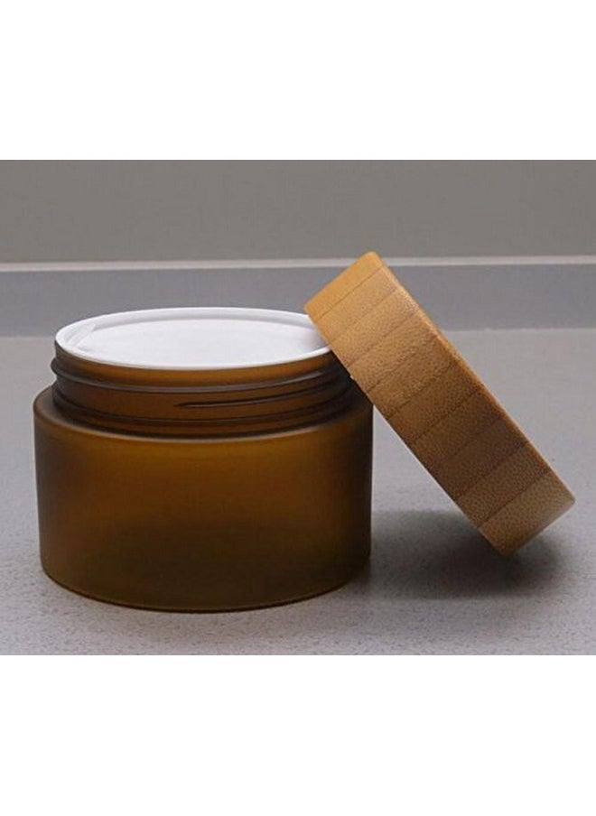150Ml 5Oz Empty Amber Pet Plastic Cosmetic Container Case With Natural Bamboo Cap Cream Lotion Box Ointments Bottle Food Bottle Makeup Pot Jar