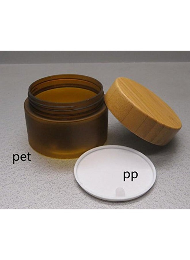 150Ml 5Oz Empty Amber Pet Plastic Cosmetic Container Case With Natural Bamboo Cap Cream Lotion Box Ointments Bottle Food Bottle Makeup Pot Jar
