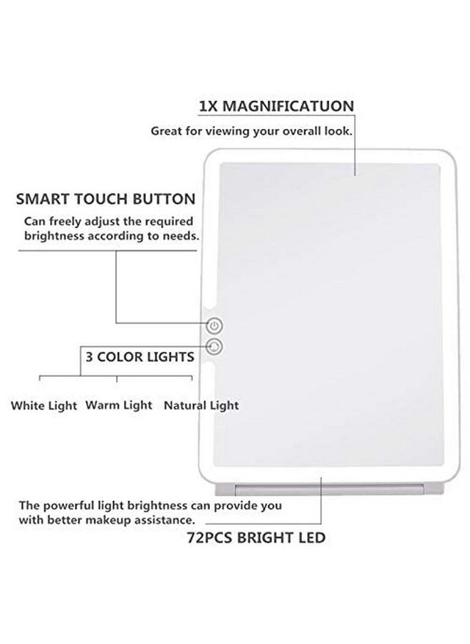 Folding Lighted Makeup Mirror With 72 Leds 3 Colors Light Modes Usb Rechargable 1800Ma Batteries Portable Ultra Thin Compact Vanity Mirror Dimmable Travel Mirror