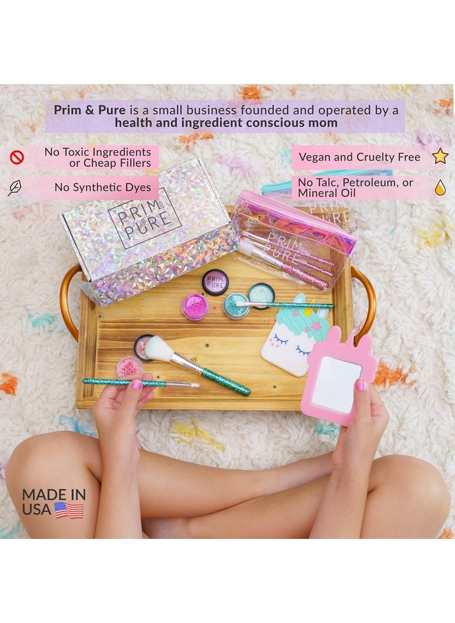 Mineral Gift Set With Unicorn Mirror| Perfect For Play Dates & Birthday Parties | Kids Eyeshadow Makeup - Mineral | Organic & Natural Makeup Kit For Kids| Made In Usa (Purple)