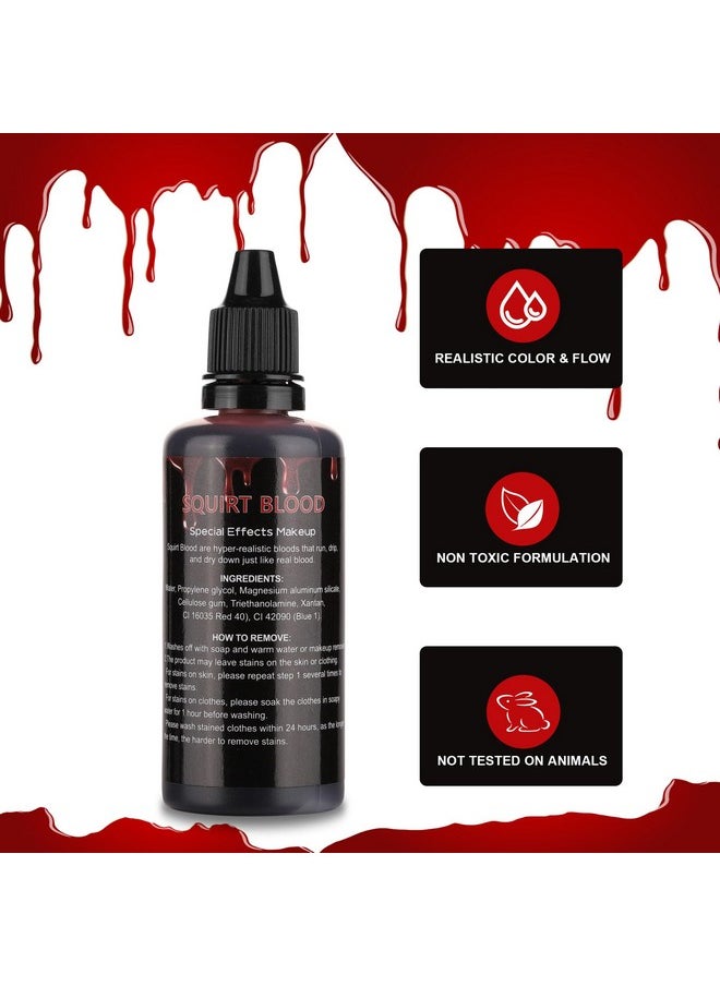 Fake Blood 2.2Oz, Squirt Blood For Halloween,Drip Liquid Blood For Clothes,Zombie,Vampire Monster Sfx Makeup Face Body Paint