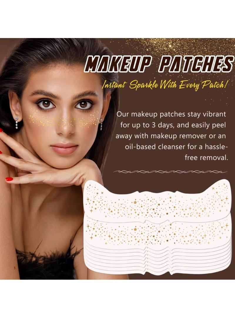 10Pcs Makeup Patches Gold Glitter Freckles for Face Glow Up Makeup Patches Face Glitter Speckles Patches Cute Glitter Makeup Accessories for Women Face Glitter Makeup Speckles 02