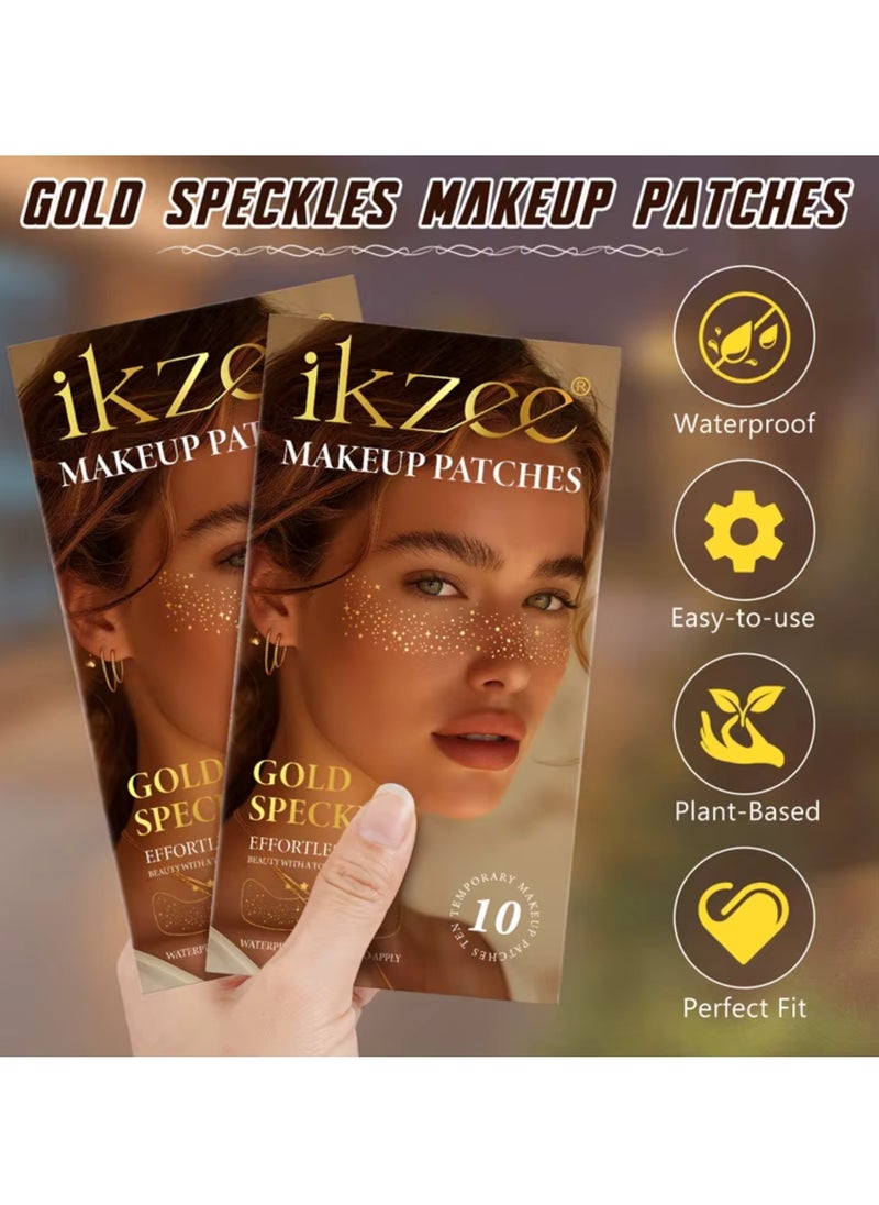 10Pcs Makeup Patches Gold Glitter Freckles for Face Glow Up Makeup Patches Face Glitter Speckles Patches Cute Glitter Makeup Accessories for Women Face Glitter Makeup Speckles 02