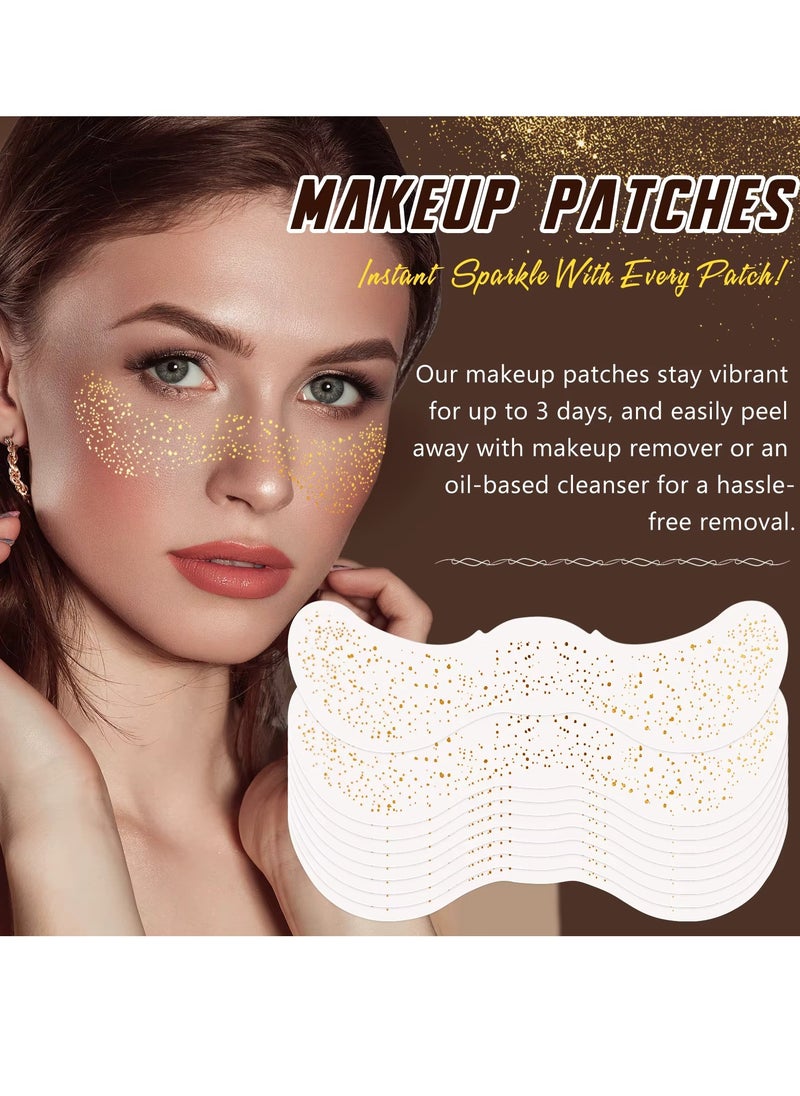 10Pcs Makeup Patches Gold Glitter Freckles for Face Glow Up Makeup Patches Face Glitter Speckles Patches Cute Glitter Makeup Accessories for Women Face Glitter Makeup Speckles 01