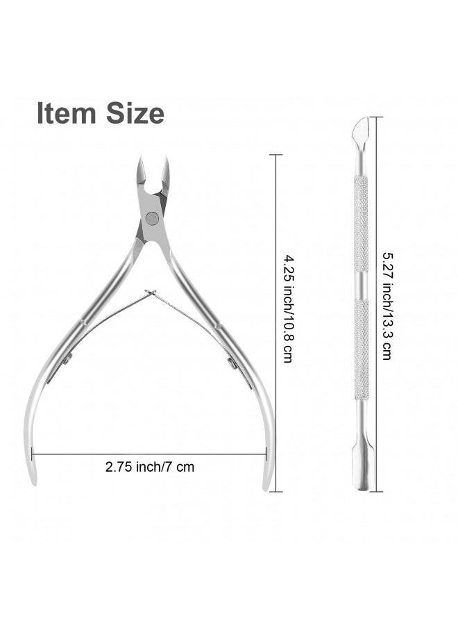 Metal Nail Cuticle Trimmer With Cuticle Pusher And Cutter, 2 Pieces Professional Cuticle Remover Tool Kit, Cuticle Cutter Set, Cuticle Nippers, Cuticle Clippers For Women, Manicure Pedicure Tool Ylyl