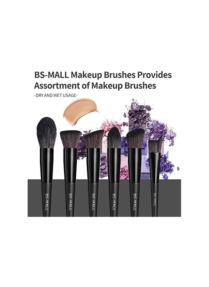 BS-MALL Makeup Brush Set 18 Pcs Premium Synthetic Foundation Powder Concealers Eye Shadows Blush Makeup Brushes with Black Travel Case (C-Black)