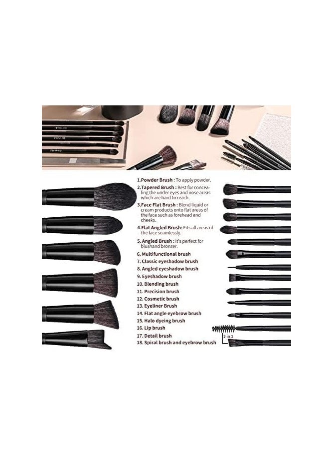 BS-MALL Makeup Brush Set 18 Pcs Premium Synthetic Foundation Powder Concealers Eye Shadows Blush Makeup Brushes with Black Travel Case (C-Black)