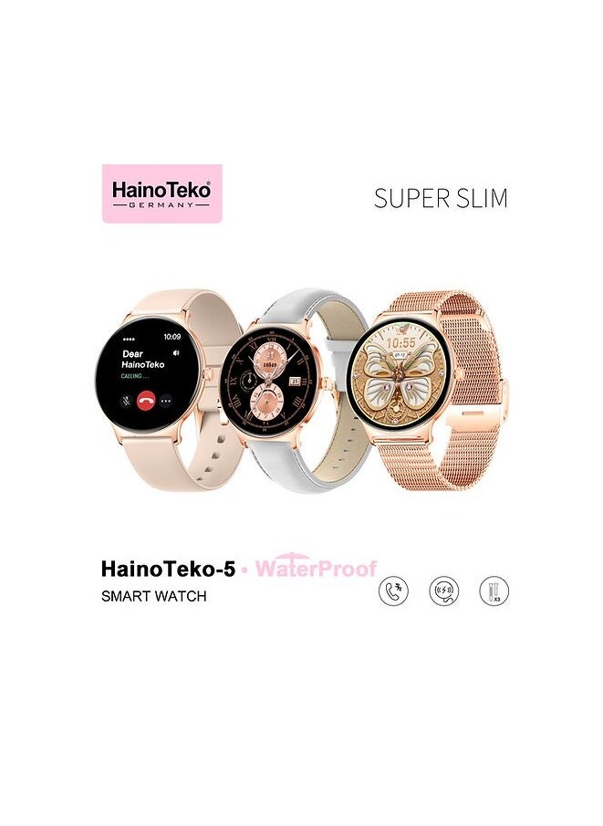 Haino Teko 5 Super Slim Smart Watch For Women AMOLED Display WATERPROOF 3 Pairs of Straps