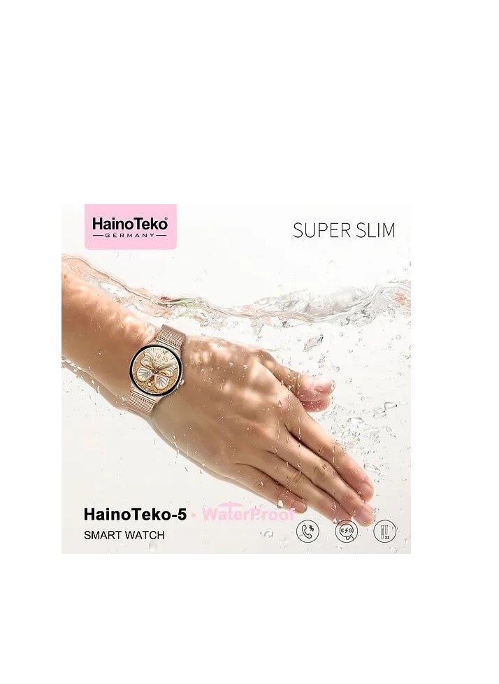 Haino Teko 5 Super Slim Smart Watch For Women AMOLED Display WATERPROOF 3 Pairs of Straps