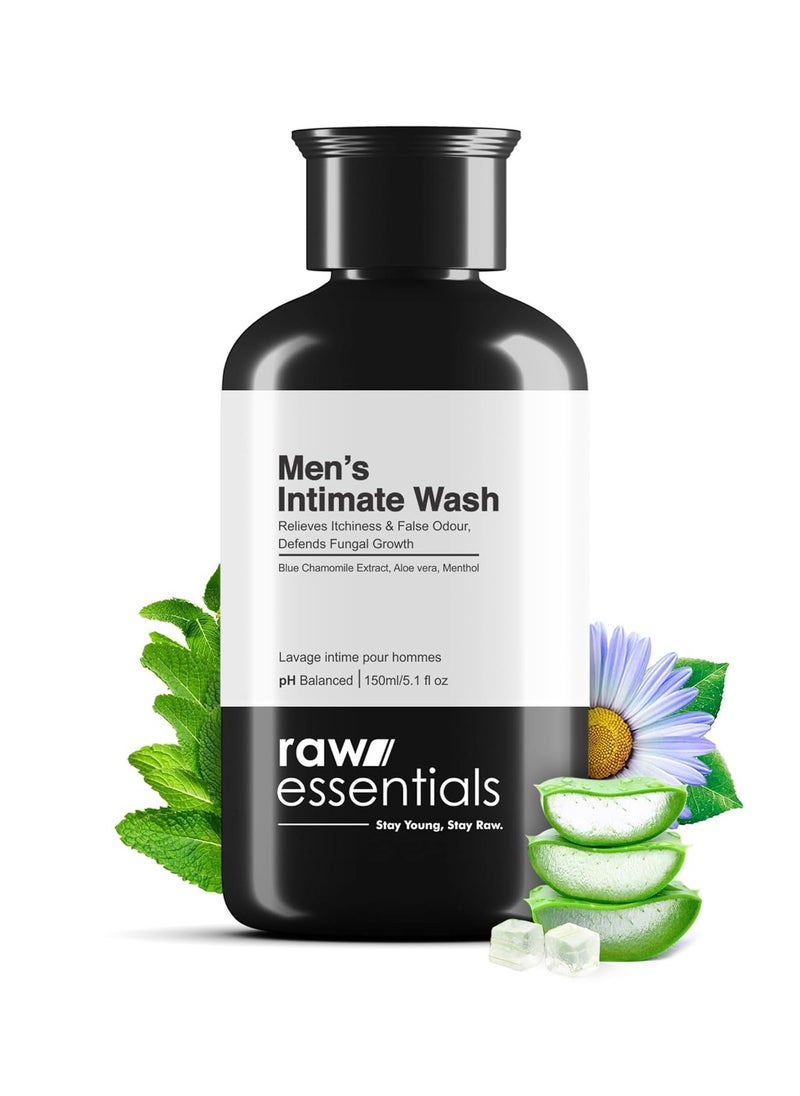 Raw Essentials Intimate Wash for Men 150 ml, Relieves Itchiness & Odour, Prevents Fungal Growth, Brightens Groin Area, pH Balanced, Sulphate Free, Paraben Free