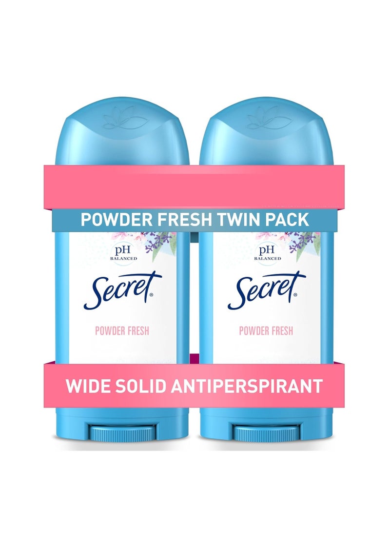 Secret Antiperspirant and Deodorant for Women, 24hr Sweat & Odor Protection, PH Balanced Protection, Gentle on Skin, Wide Solid, Powder Fresh Scent, 2.7 oz (Pack of 2)