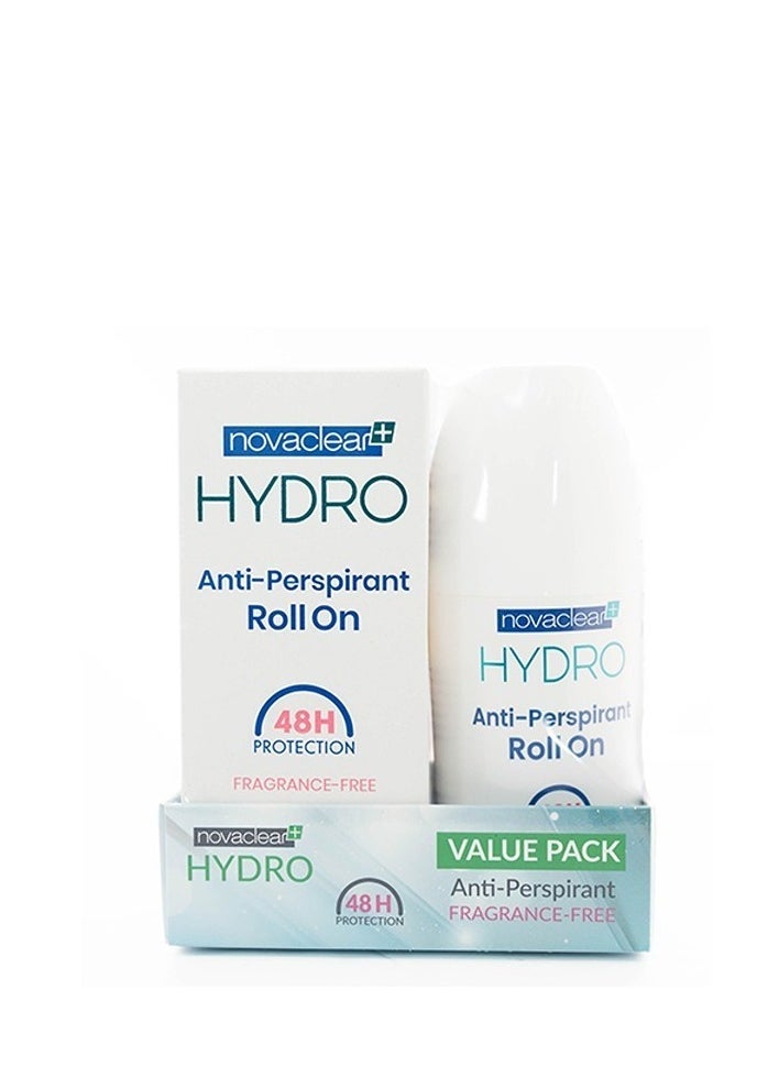 Hydro Anti-Perspirant Roll On Underarm 48 Hours Body Odor Protection plus Fragrance Free Hydro Anti-Perspirant 50ml