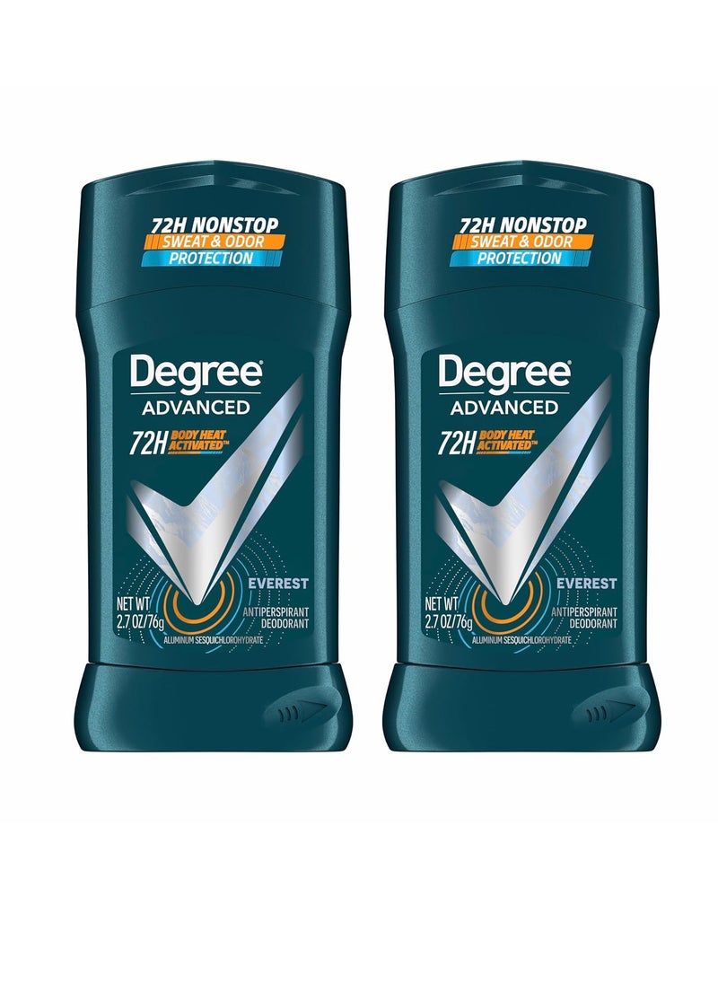 Degree Men Advanced Antiperspirant Deodorant Everest 2 Count 72-Hour Sweat and Odor Protection Antiperspirant For Men With Body Heat Activated Technology 2.7 oz