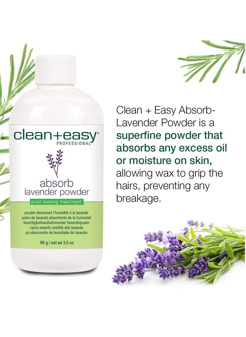 Clean + Easy Absorb Lavender Powder Pre Waxing Treatment | Moisture Absorbent Powder for Hair Removal, 3.5 oz