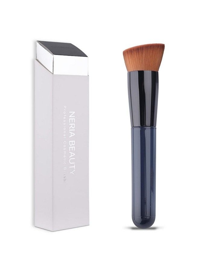 Neria Angled Foundation Brush Kabuki Powder Makeup Brush Soft Dense Synthetic Bristles Perfect For Liquid Cream And Powder Small And Portable