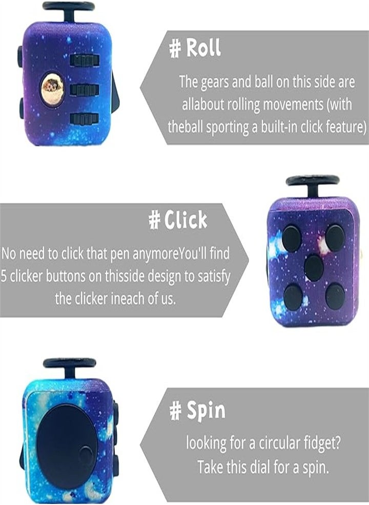 Stress Relief Toy Cubes, Anti-Stress Cube Toys, Galaxy Sensory Toys for Stress Relief, Suitable for Adults and Kids to Relieve Anxiety (Starry Sky 2PC)