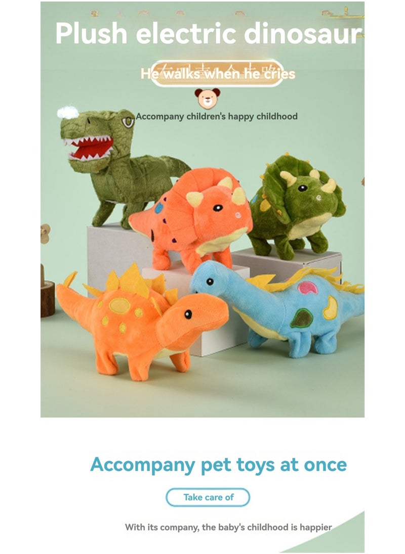 Plush Electric Dinosaur That Can Bark And Walk Toy Electronic Pet Suitable For Children Of All Ages - (Blue Brachiosaurus)