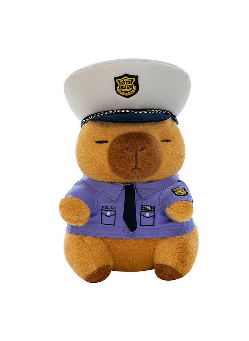 New Police Capibara Plush Toy Creative Traffic Police Doll Pillow Cute Children's Birthday Gift (30cm)