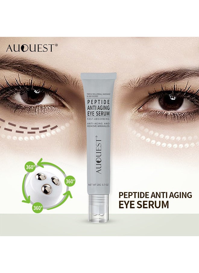 Peptide Anti Aging Eye Serum 20G, Anti-Aging And Remove Wrinkles Eye Serum, With Three 360° Massage Ball, Eye Cream With Anti Allergy Applicatorhead, Firming Lifting Eye Essence, Eye Care