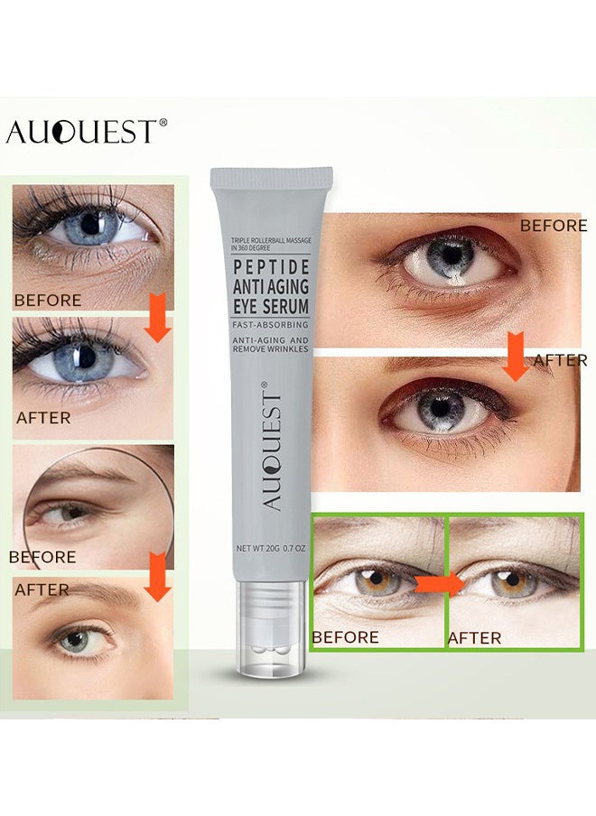 Peptide Anti Aging Eye Serum 20G, Anti-Aging And Remove Wrinkles Eye Serum, With Three 360° Massage Ball, Eye Cream With Anti Allergy Applicatorhead, Firming Lifting Eye Essence, Eye Care