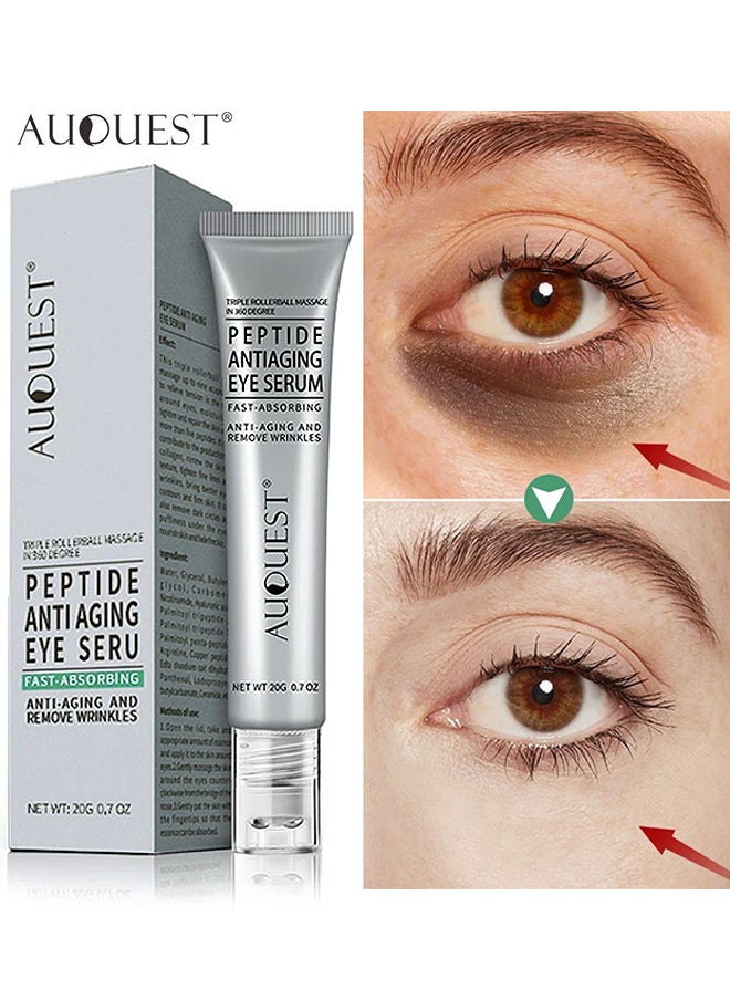 Peptide Anti Aging Eye Serum 20G, Anti-Aging And Remove Wrinkles Eye Serum, With Three 360° Massage Ball, Eye Cream With Anti Allergy Applicatorhead, Firming Lifting Eye Essence, Eye Care