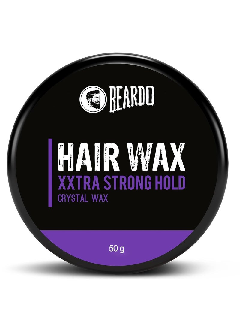 Beardo Xxtra Stronghold Hair Wax, 50 gm | Crystal Hair Wax for Men | Hair Wax Men | Hair Styling Wax for Glossy Finish & Shine | Extra Strong Hold Wax