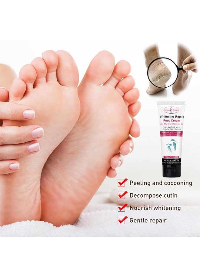 Whitening Repair Foot Cream, Cracked Heel Cream Foot Care Collagen Milk Whitening Repair Foot Cream Rough Dry Skin Baby Foot 100G