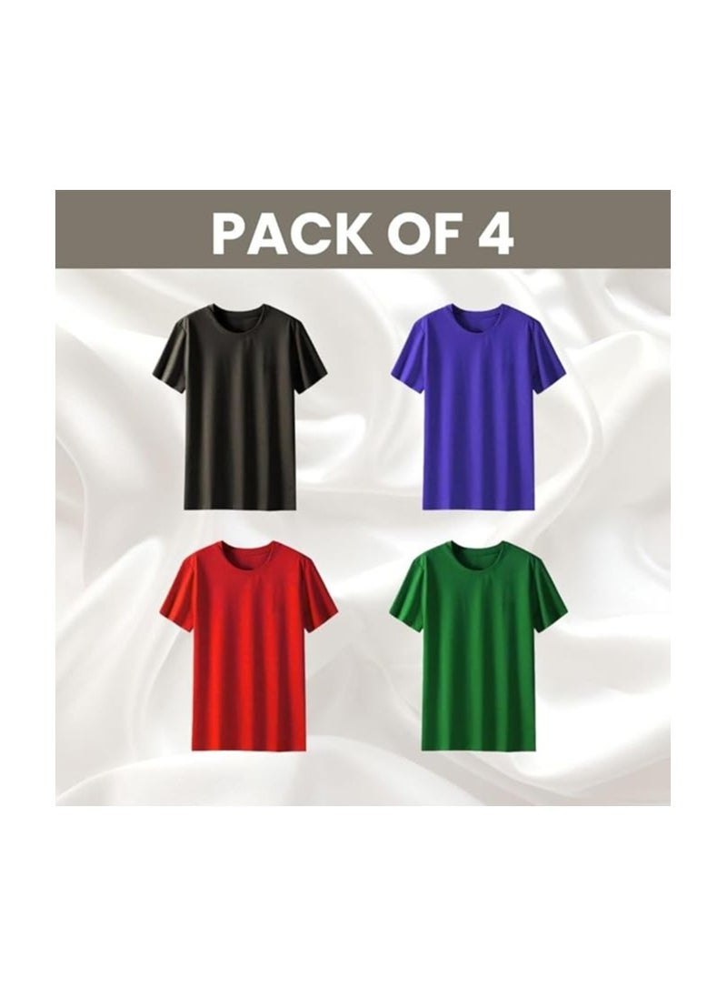 Pack Of 4 Men's Quick Dry Short Sleeve Athletic Dry Fit T-Shirt-Men Athletic Dry Fit Sports T-shirt-Short Sleeve Gym T-Shirts