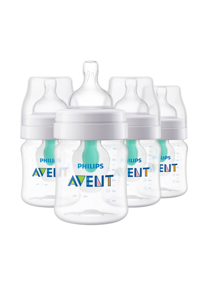 Avent Anti Colic Baby Bottles With Airfree Vent 4Oz 4Pk Clear Scy701 04 4 Pack