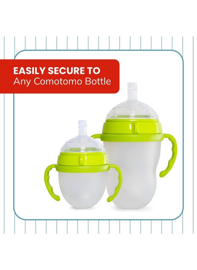 Straw Transition Cup Kit For Comotomo Baby Bottles | Conversion Kit Fits 5 Ounce And 8 Ounce Bottles | Soft, Silicone Straw Top Bottle Nipple & Weighted Straw To Help Baby Transition | 2 Pack (Green)