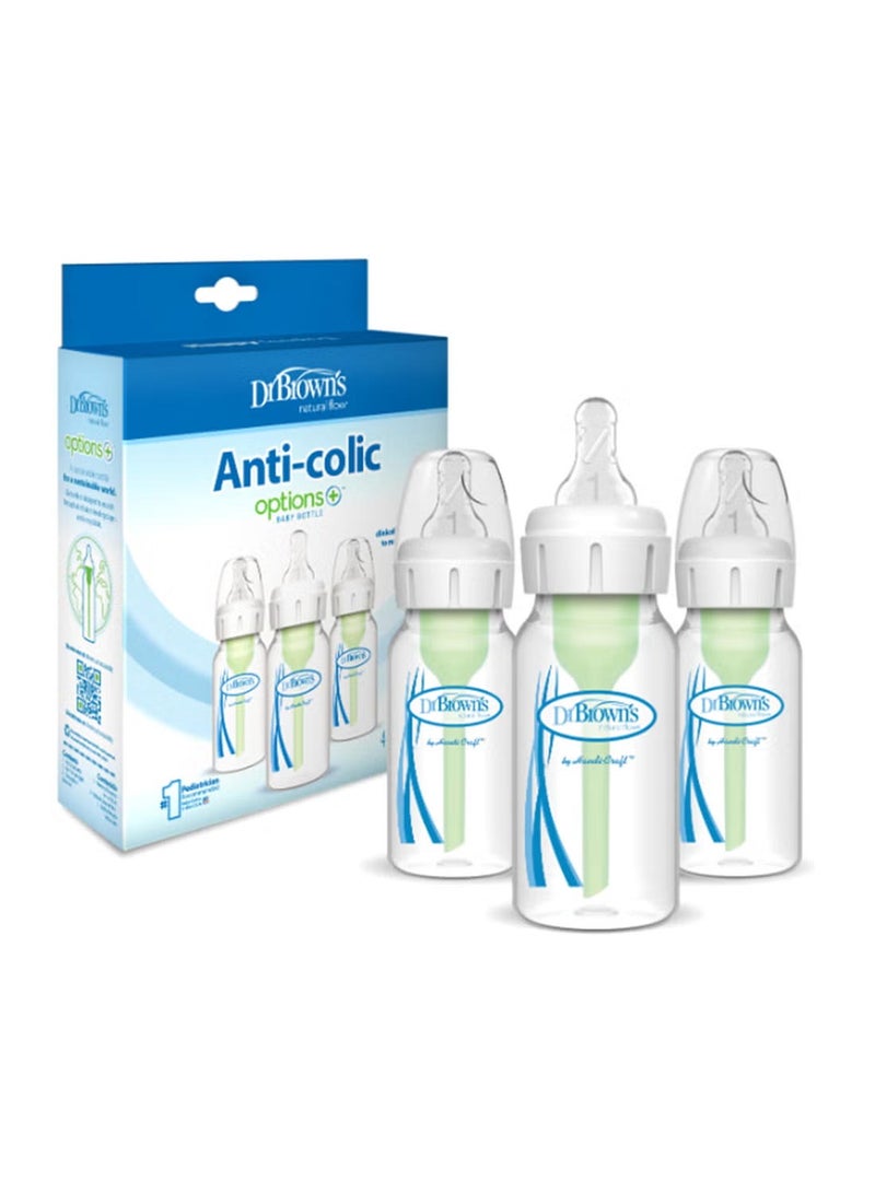 Options Plus 3-Piece Anti-Colic Natural Flow Feeding Bottle 120 ML