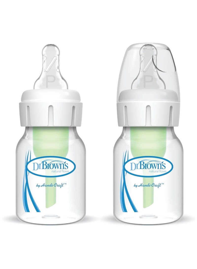 Natural Flow Baby Bottle 2-Pack With Preemie Nipples Transparent