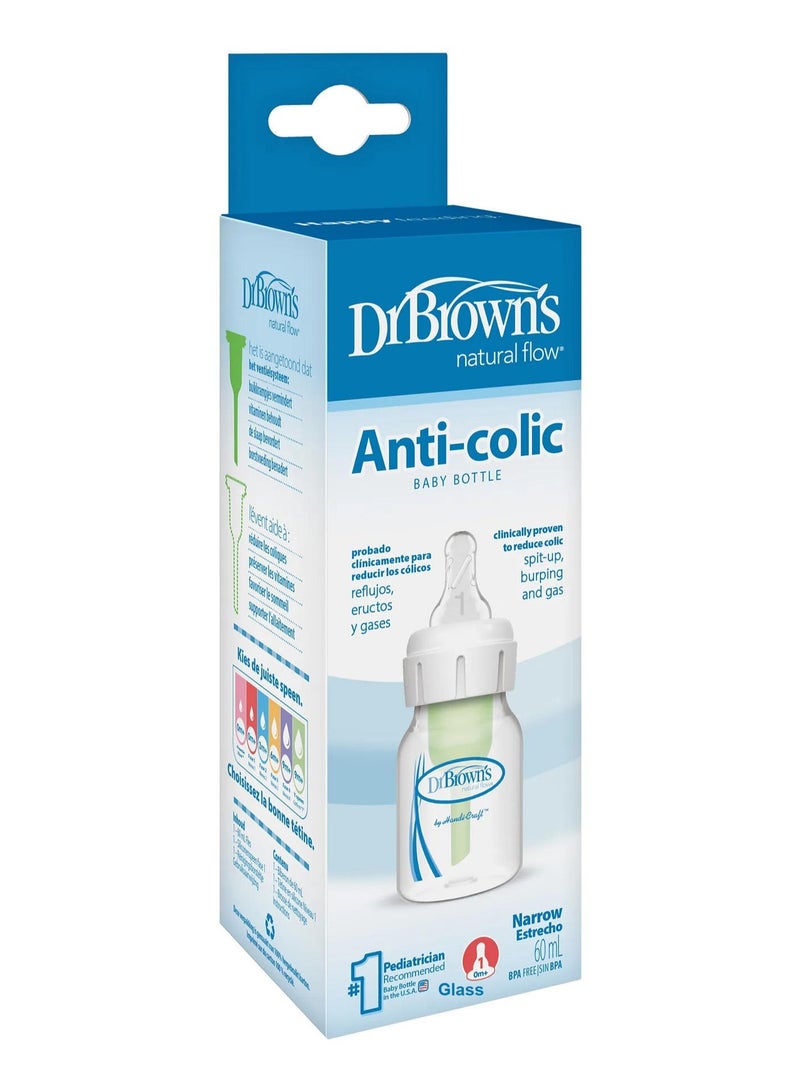 Natural Flow Anti Colic Baby Bottle Glass 60 ML