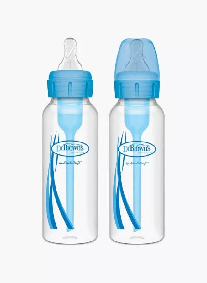 Options Plus Natural Flow Anti-Colic Narrow Baby Bottles 250ML Blue