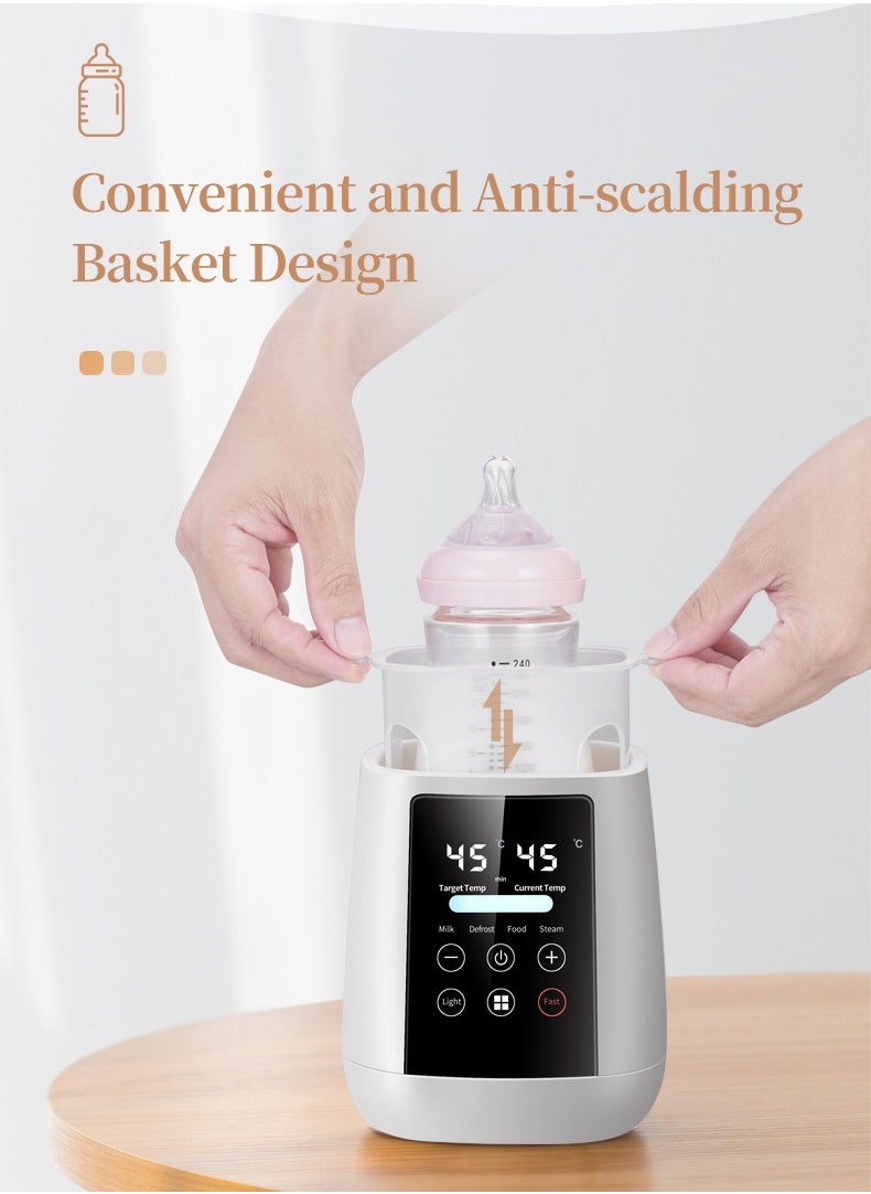 Multifunctional Baby Bottle Warmer, 6-in-1 Fast Baby Keep Warm, Baby Food Heater, 6-in-1 Multi-Functional Baby Bottle Warmer, Fast Baby Milk Warmer for Breast Milk Baby Food, LCD Display