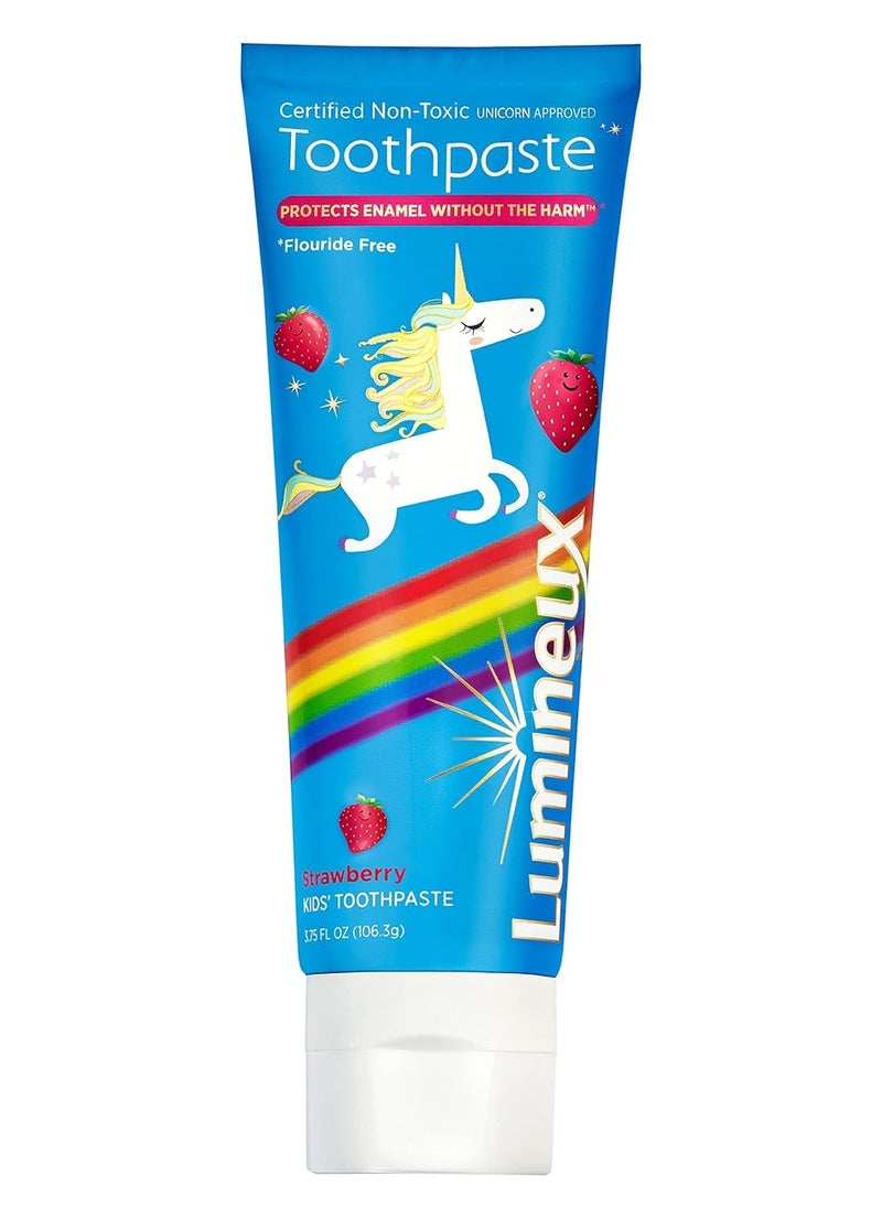 Lumineux Dentist Formulated Kids Toothpaste, Strawberry Flavor & Unicorn Approved - Certified Non-Toxic, Fluoride Free & SLS Free - 3.75 Oz