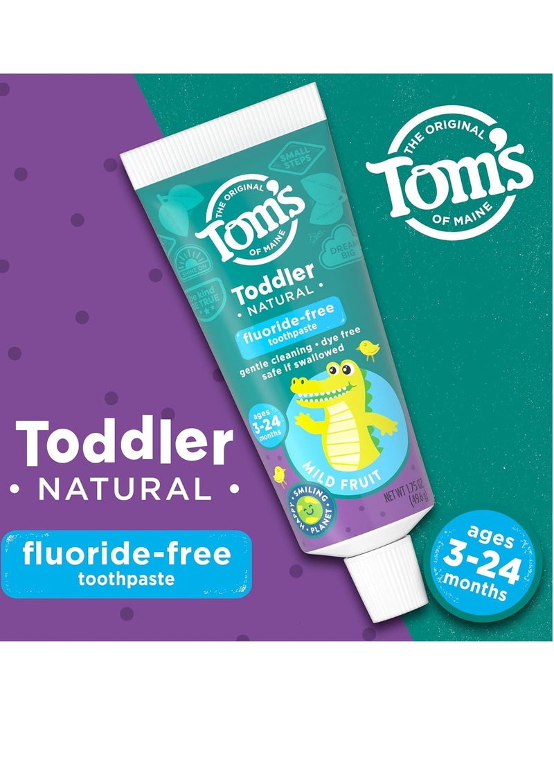 Tom's of Maine Fluoride-Free Toddler Training Toothpaste, Mild Fruit, 1.75 oz. 3-Pack (Packaging May Vary)