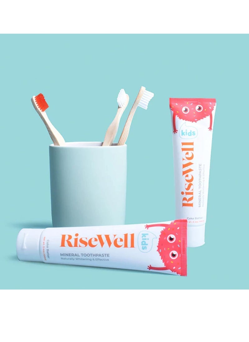 RiseWell Kids Mineral Toothpaste - Kids Hydroxyapatite Toothpaste, Safe to Swallow - No Added Fluoride Toothpaste for Kids - Cake Batter, 3.4 Oz