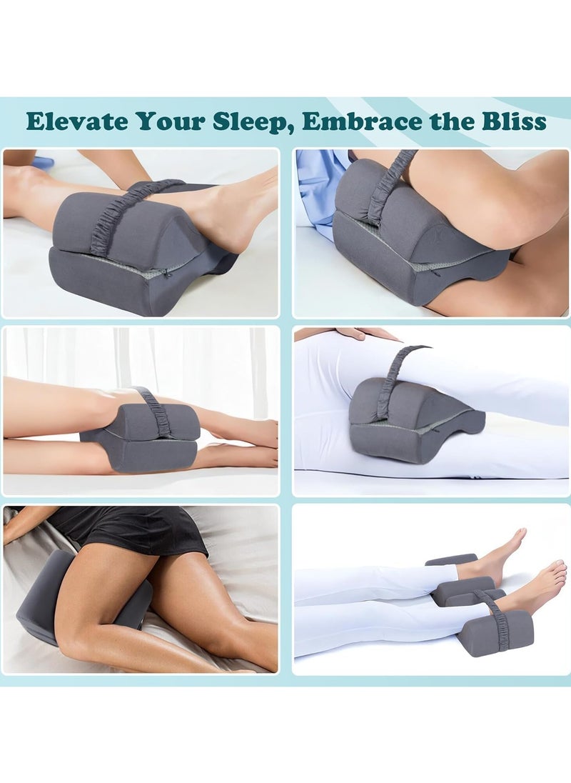 Knee Pillow,Knee Pillow for Sleeping On Side,with Elastic Strap,Relief from Pressure,2-in-1 Design Knee Support Pillow, for Spine Alignment/Hip/Back & Joint Pain Relief.